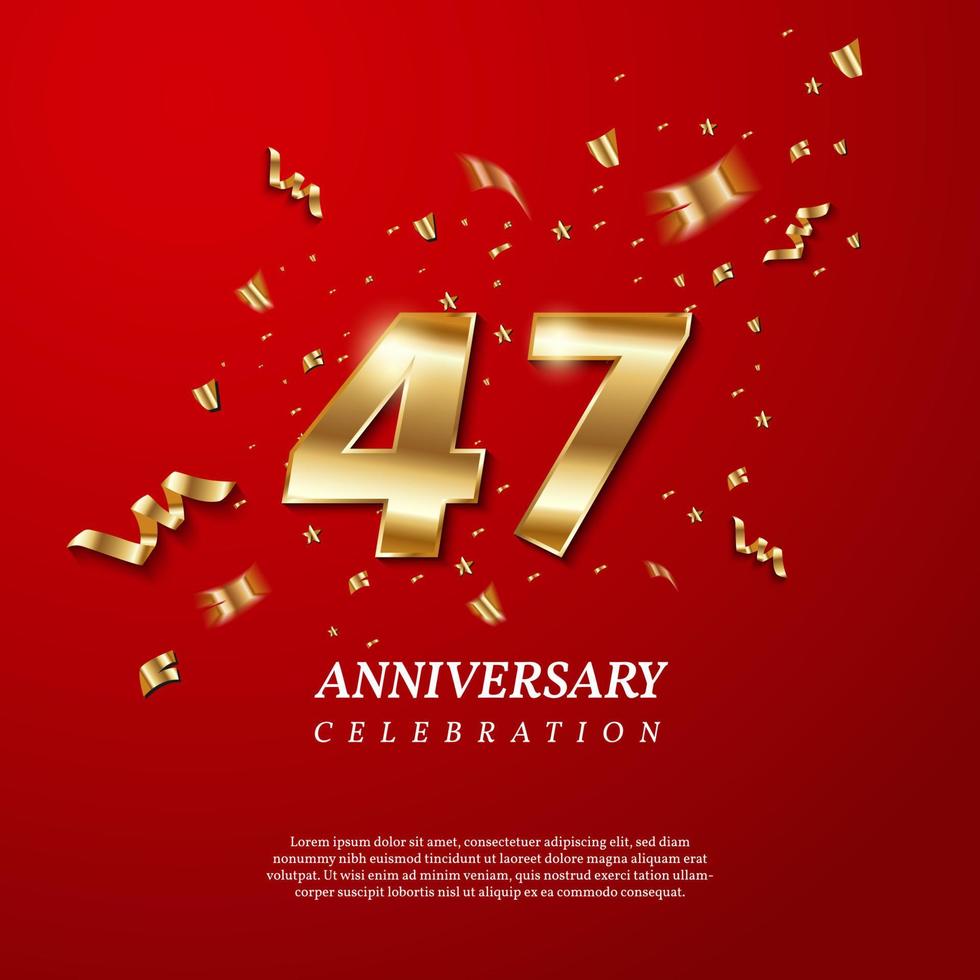 47th Anniversary celebration. Golden number 47 vector