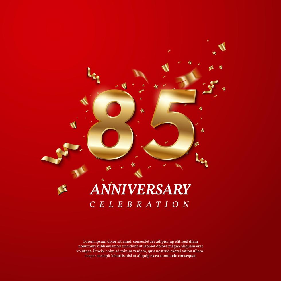 85th Anniversary celebration. Golden number 85 vector