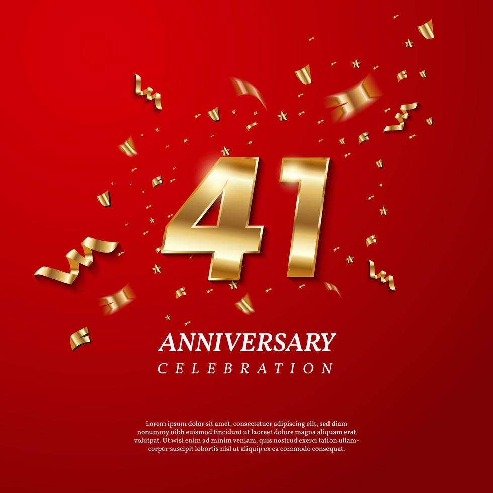 41th Anniversary celebration. Golden number 41 vector