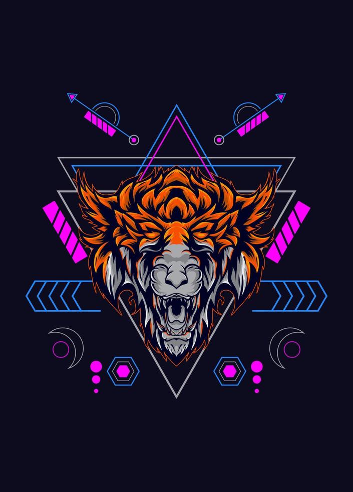 dark wolf head with sacred geometry. eps10 vector