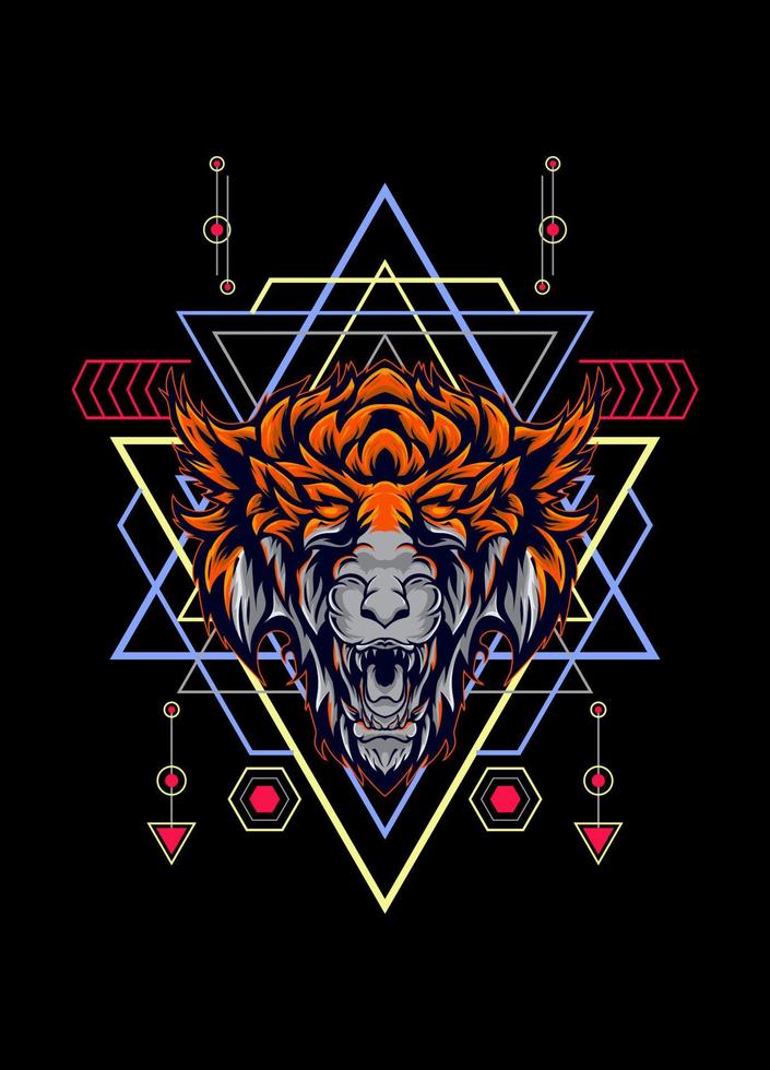 dark wolf head with sacred geometry. eps10 vector