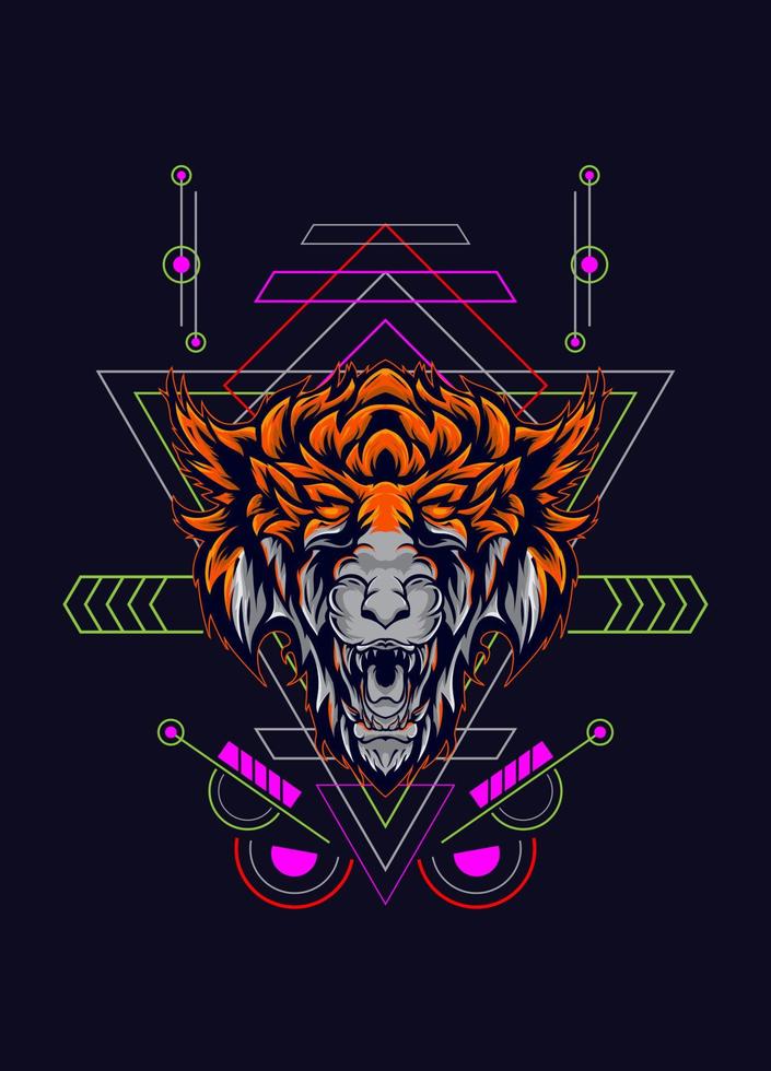 dark wolf head with sacred geometry. eps10 vector