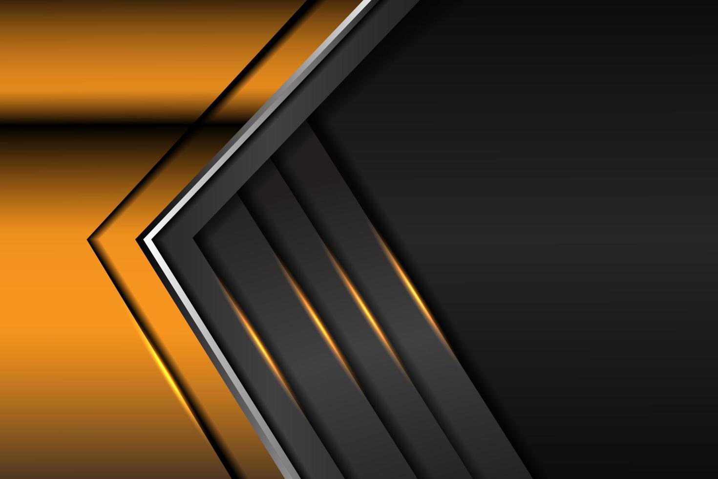 Abstract yellow light metallic arrow on dark grey background vector