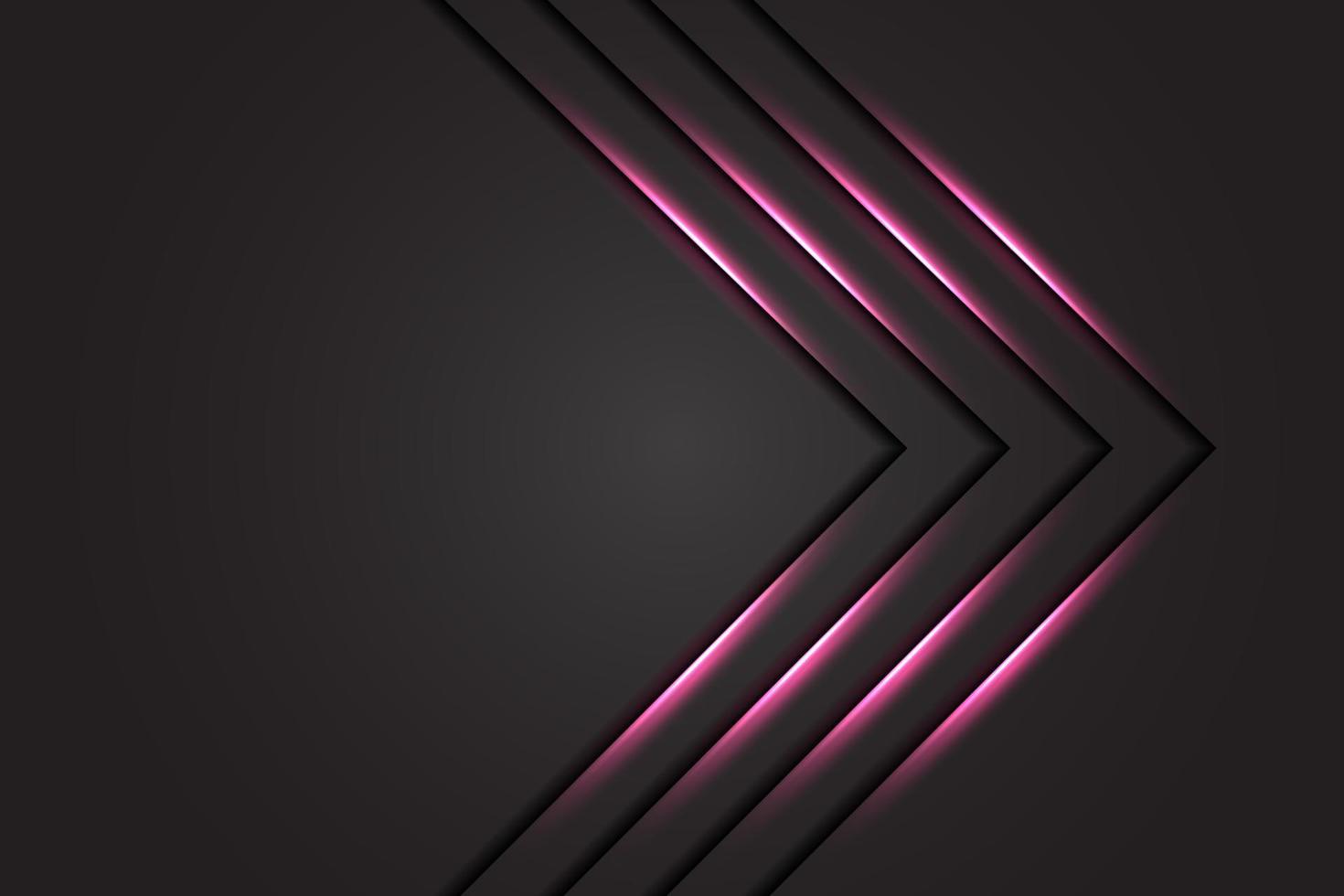 Abstract pink light arrow on dark grey background vector