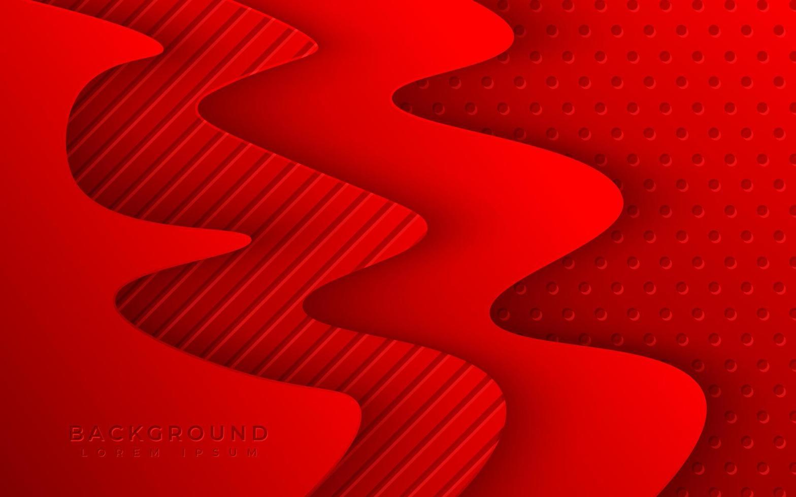 abstract red wavy papercut background. Vector 3d illustration. Abstract geometric layered background. Paper shapes textured with patterns.