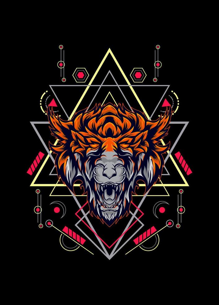 dark wolf head with sacred geometry. eps10 vector