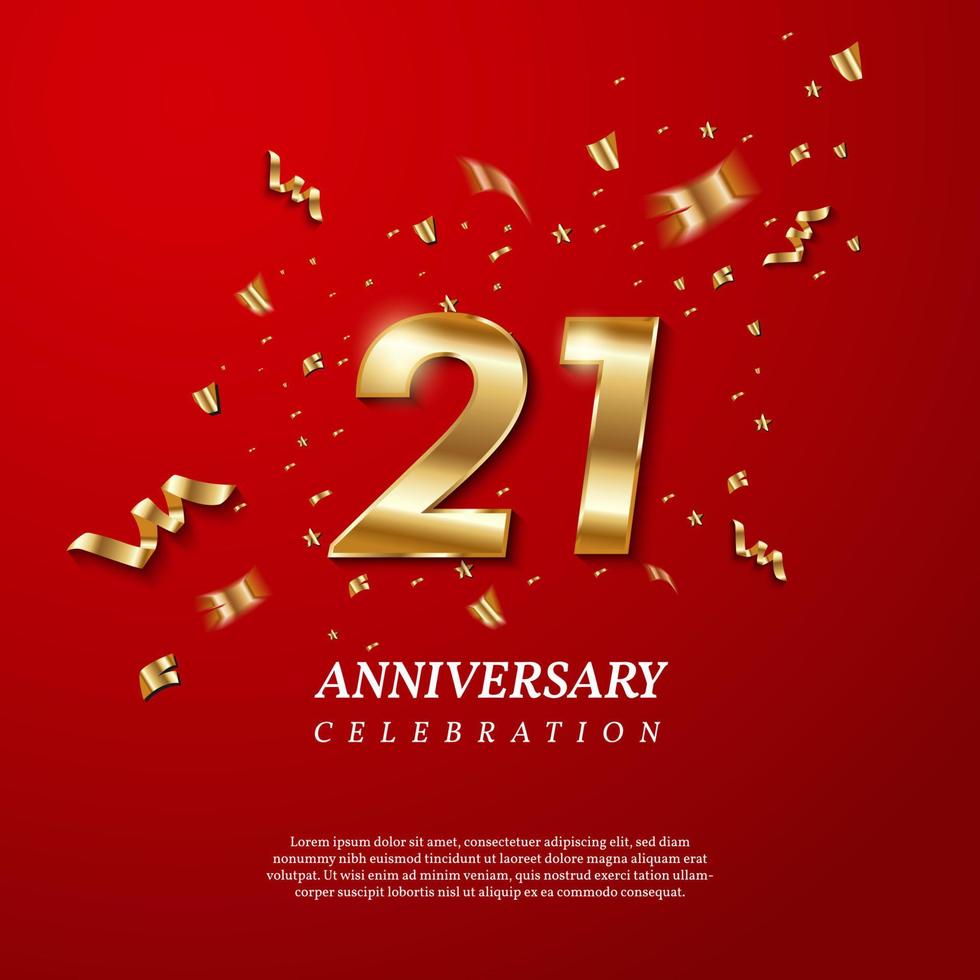 Celebración del 21 aniversario. número de oro 21 vector