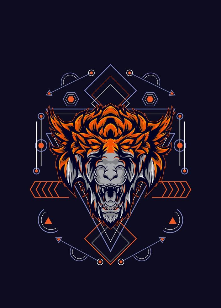 dark wolf head with sacred geometry. eps10 vector