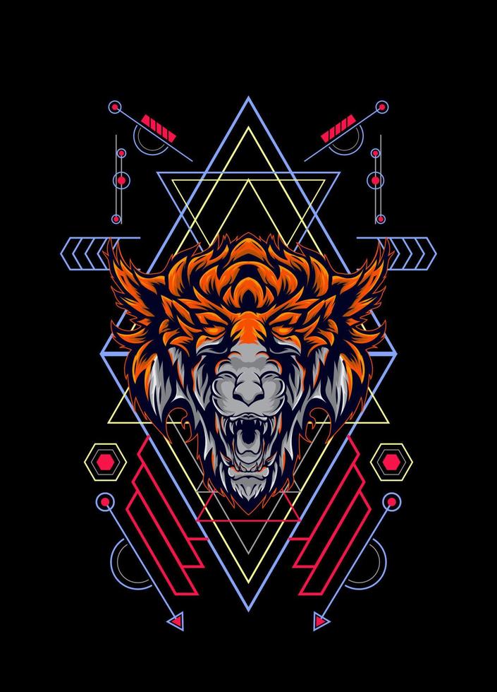 dark wolf head with sacred geometry. eps10 vector