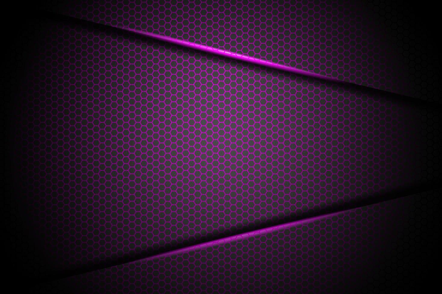 Abstract purple arrow light line on hexagon background vector