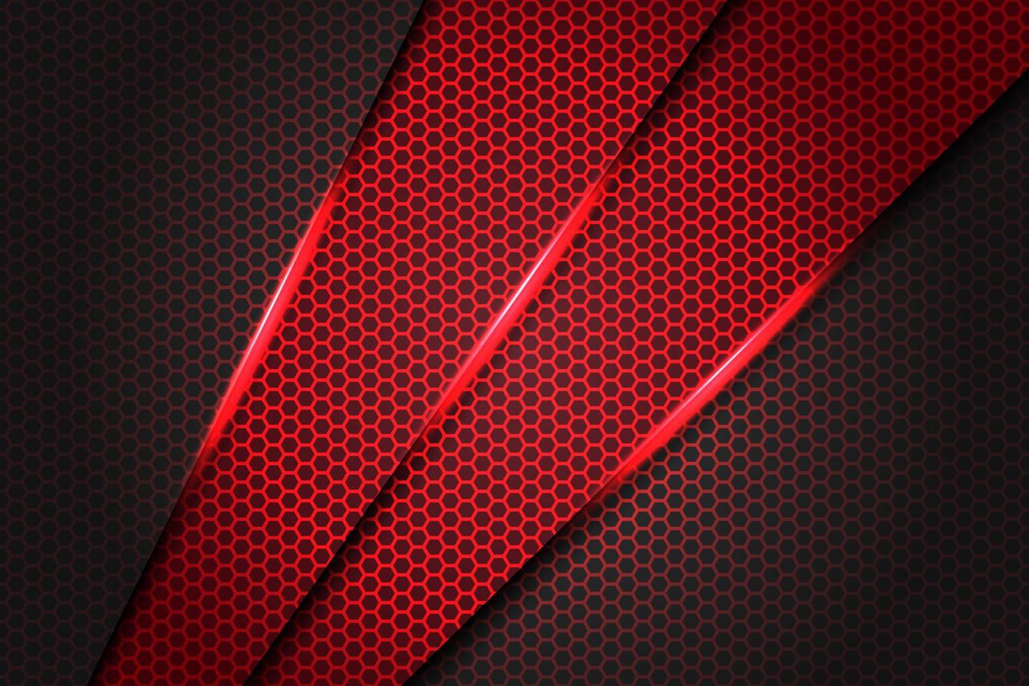 Abstract Red slash triangle metallic on dark grey with hexagon mesh pattern design modern futuristic background texture vector illustration.