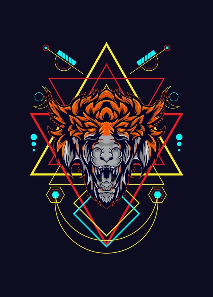 dark wolf head with sacred geometry. eps10 vector
