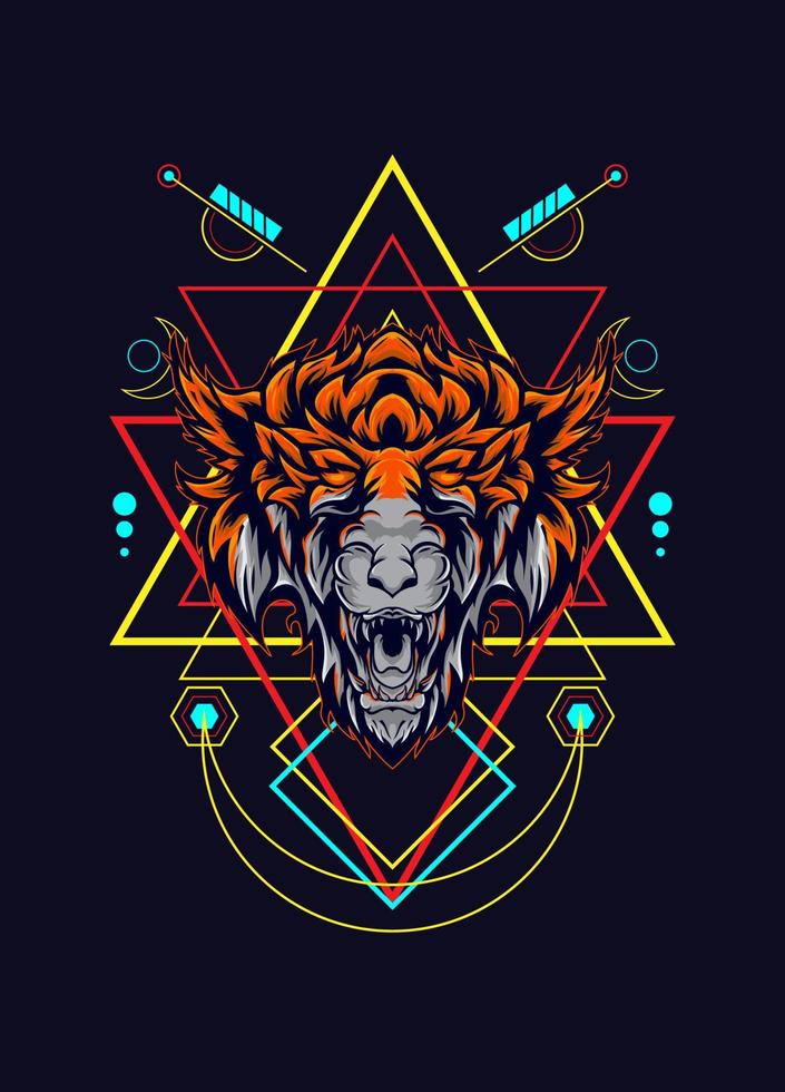 dark wolf head with sacred geometry. eps10 vector