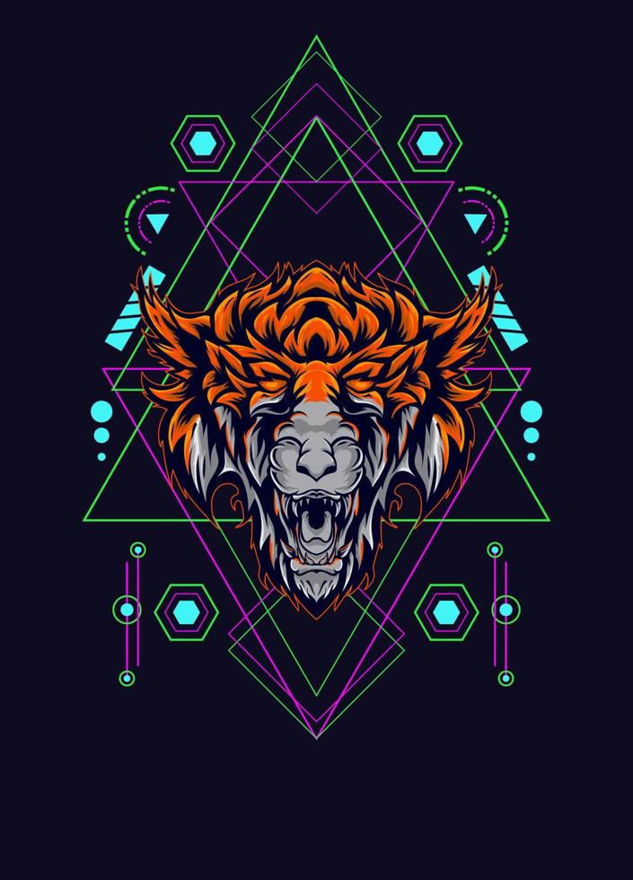 dark wolf head with sacred geometry. eps10 vector
