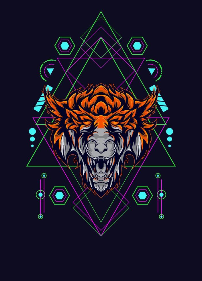 cabeza de lobo oscuro con geometría sagrada. eps10 vector