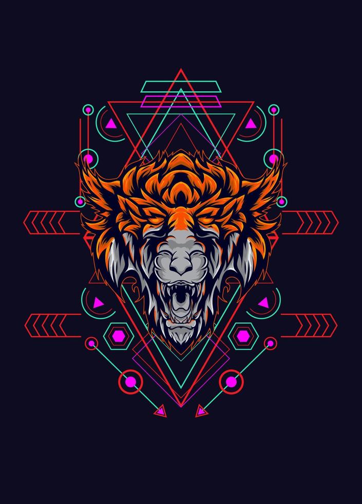 dark wolf head with sacred geometry. eps10 vector