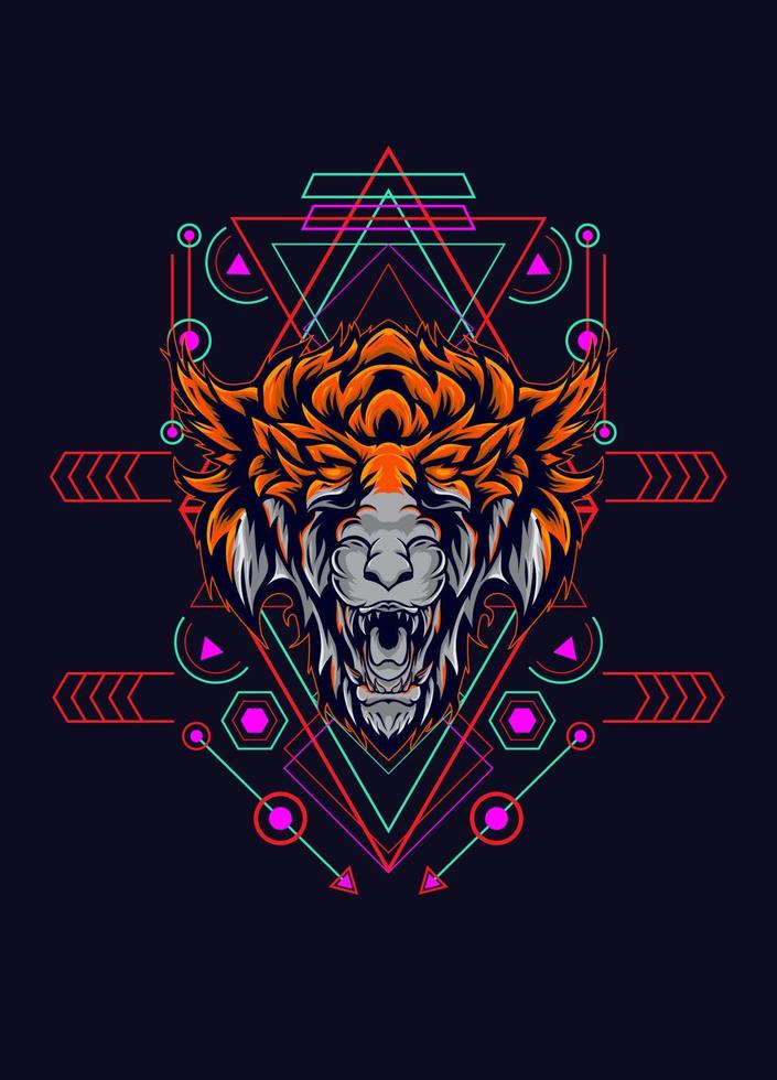 cabeza de lobo oscuro con geometría sagrada. eps10 vector