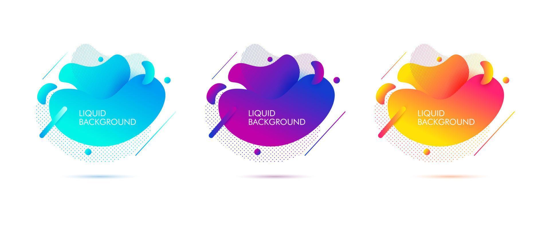 Modern abstract vector banner set. Fluid color geometric badges liquid form with various colors