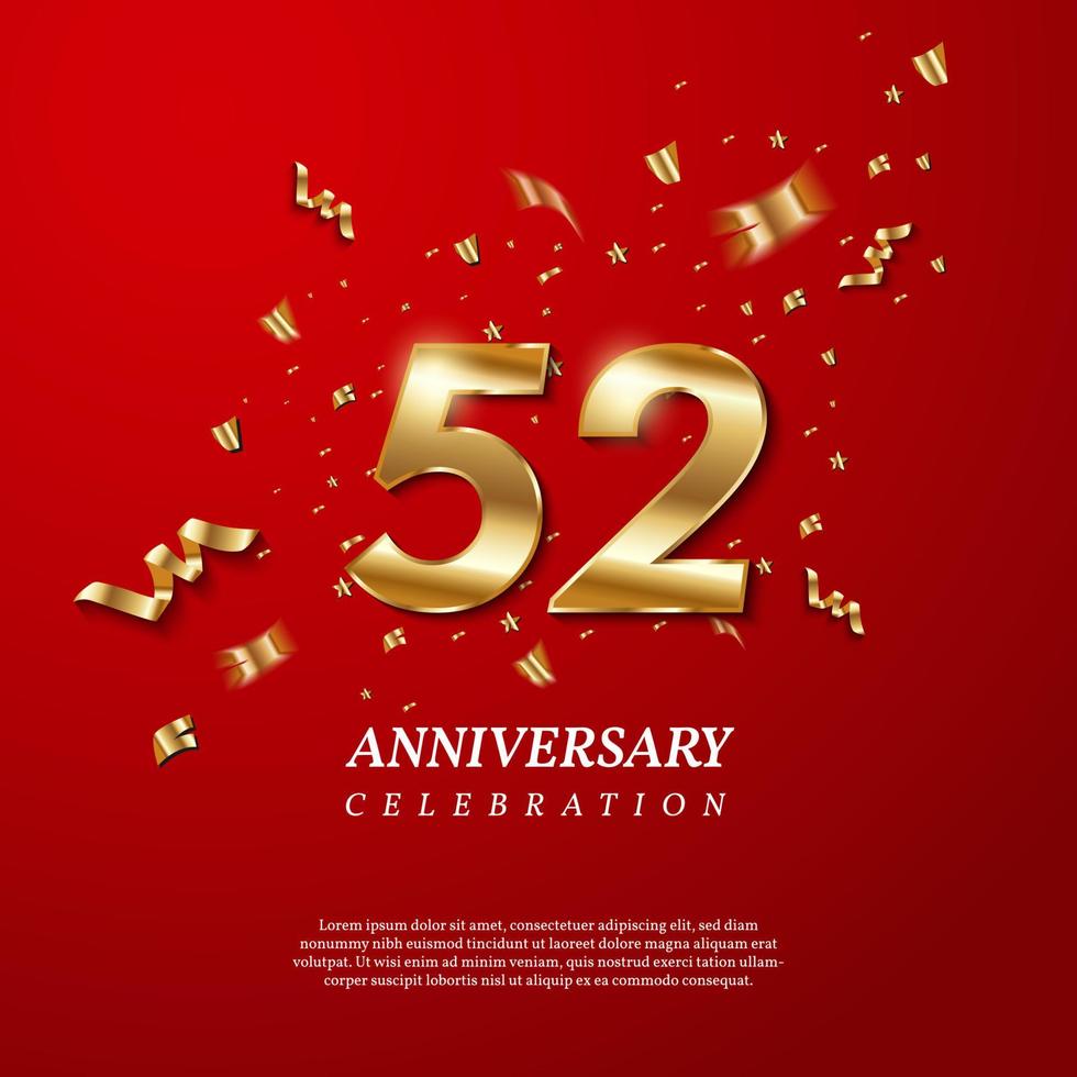 Celebración del 52 aniversario. número de oro 52 vector