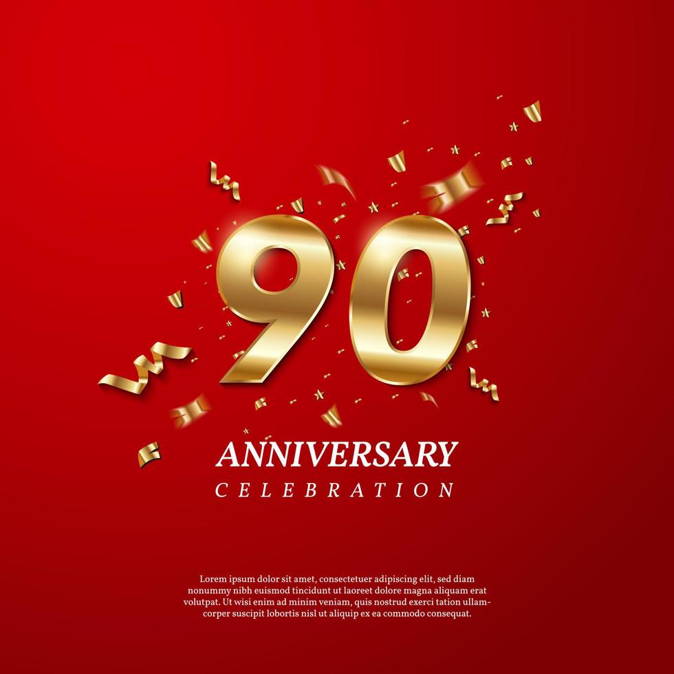 90th Anniversary celebration. Golden number 90 vector