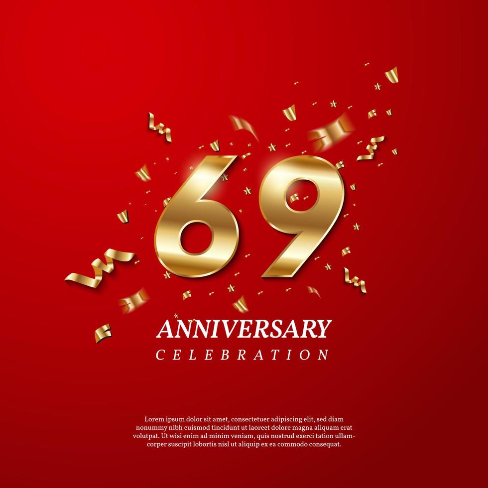 Celebración del 69 aniversario. número de oro 69 vector