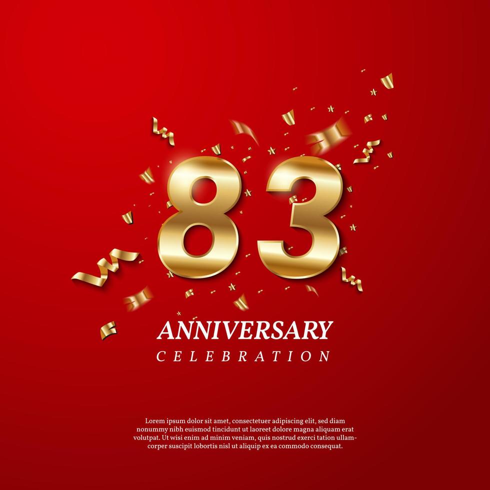 83th Anniversary celebration. Golden number 83 vector