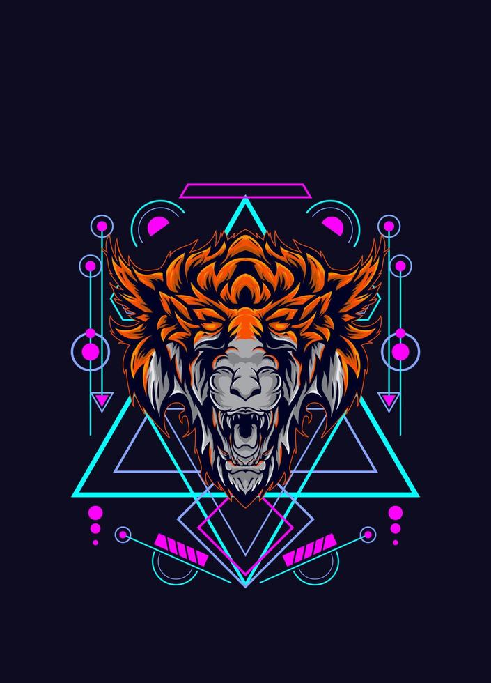 dark wolf head with sacred geometry. eps10 vector