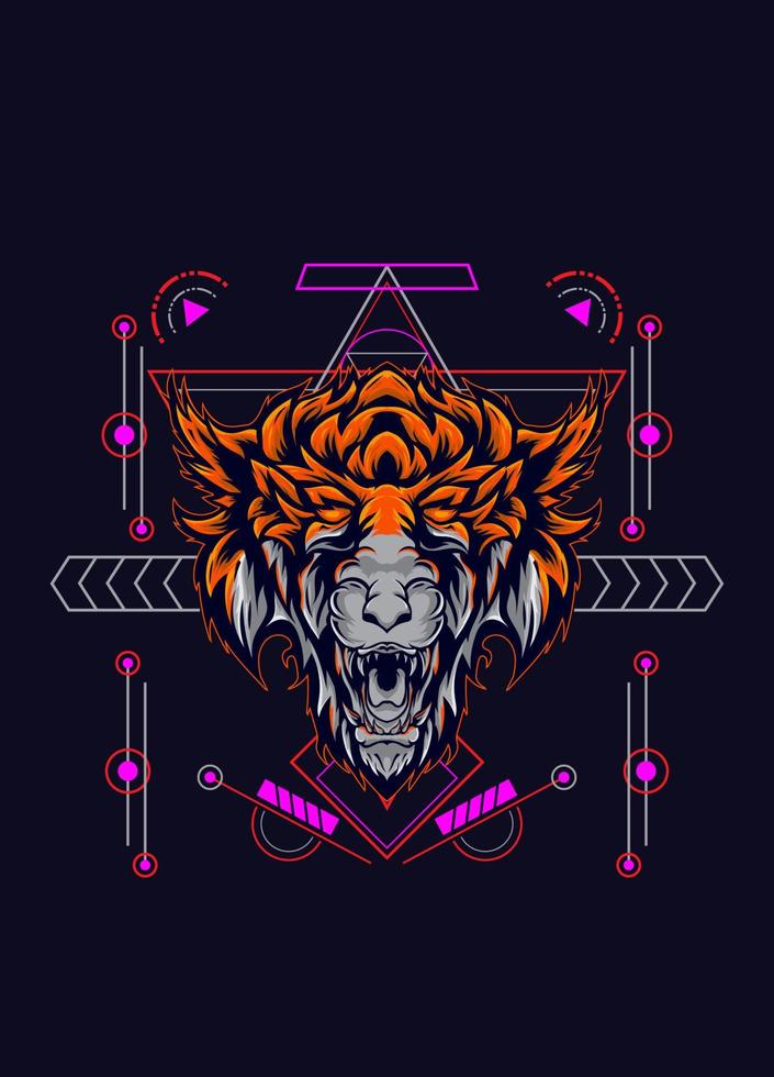 dark wolf head with sacred geometry. eps10 vector