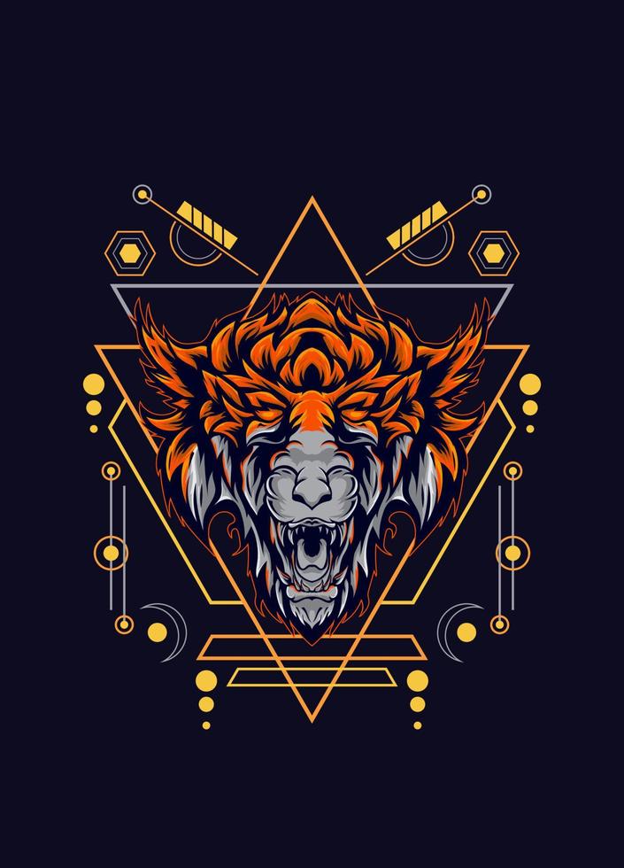 dark wolf head with sacred geometry. eps10 vector