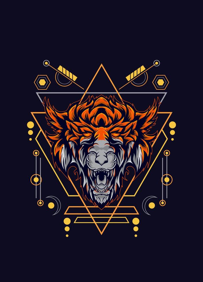 cabeza de lobo oscuro con geometría sagrada. eps10 vector