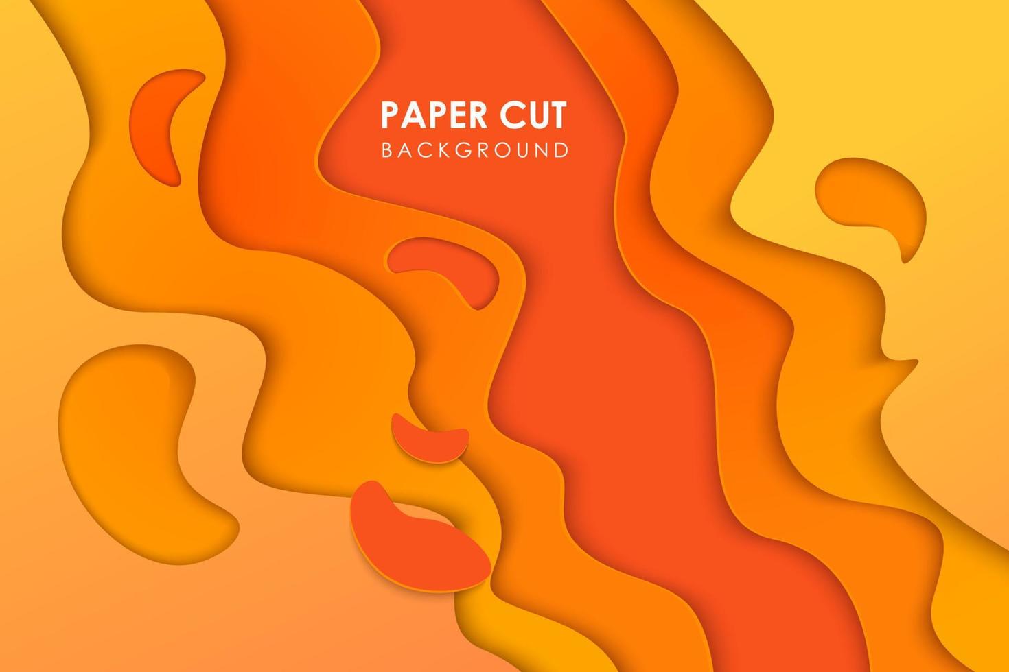 banner de corte de papel naranja amarillo abstracto con fondo abstracto de limo 3d y capas de ondas amarillas. Ilustración de vector de arte de papel