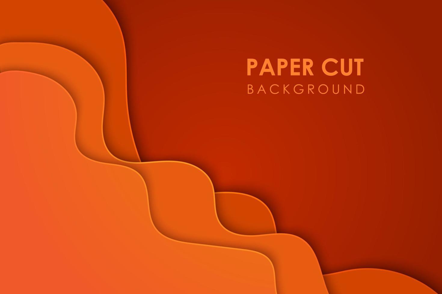 Papercut wavy geometric topography or paper cut liquid geometric gradient pattern on orange 3D multi layer background Eps10 vector