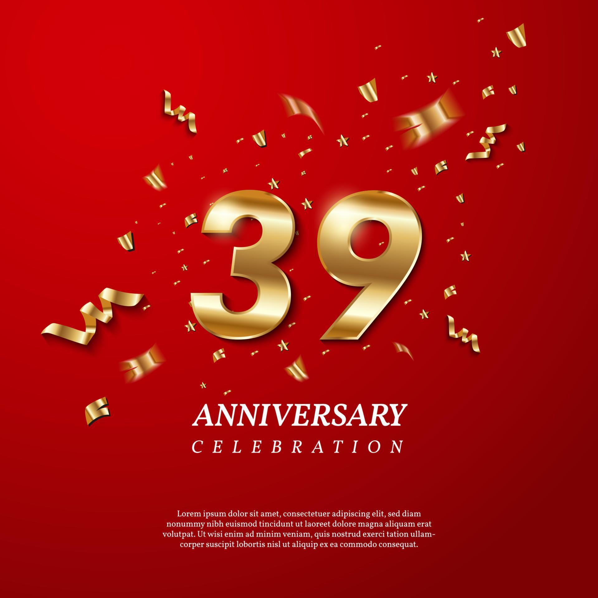 39th Anniversary celebration. Golden number 39 8969210 Vector Art at