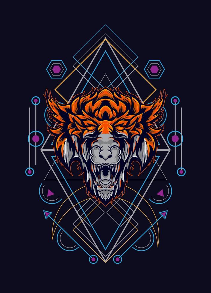 dark wolf head with sacred geometry. eps10 vector