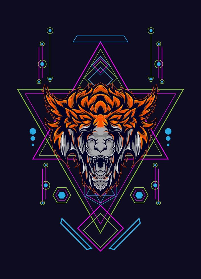 dark wolf head with sacred geometry. eps10 vector