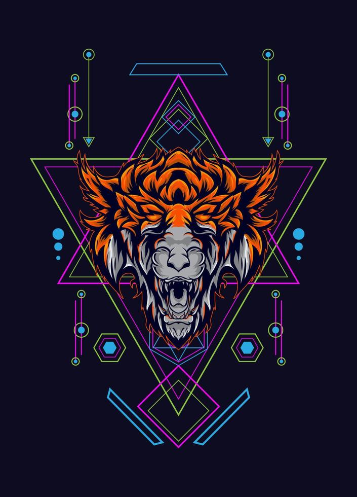 cabeza de lobo oscuro con geometría sagrada. eps10 vector