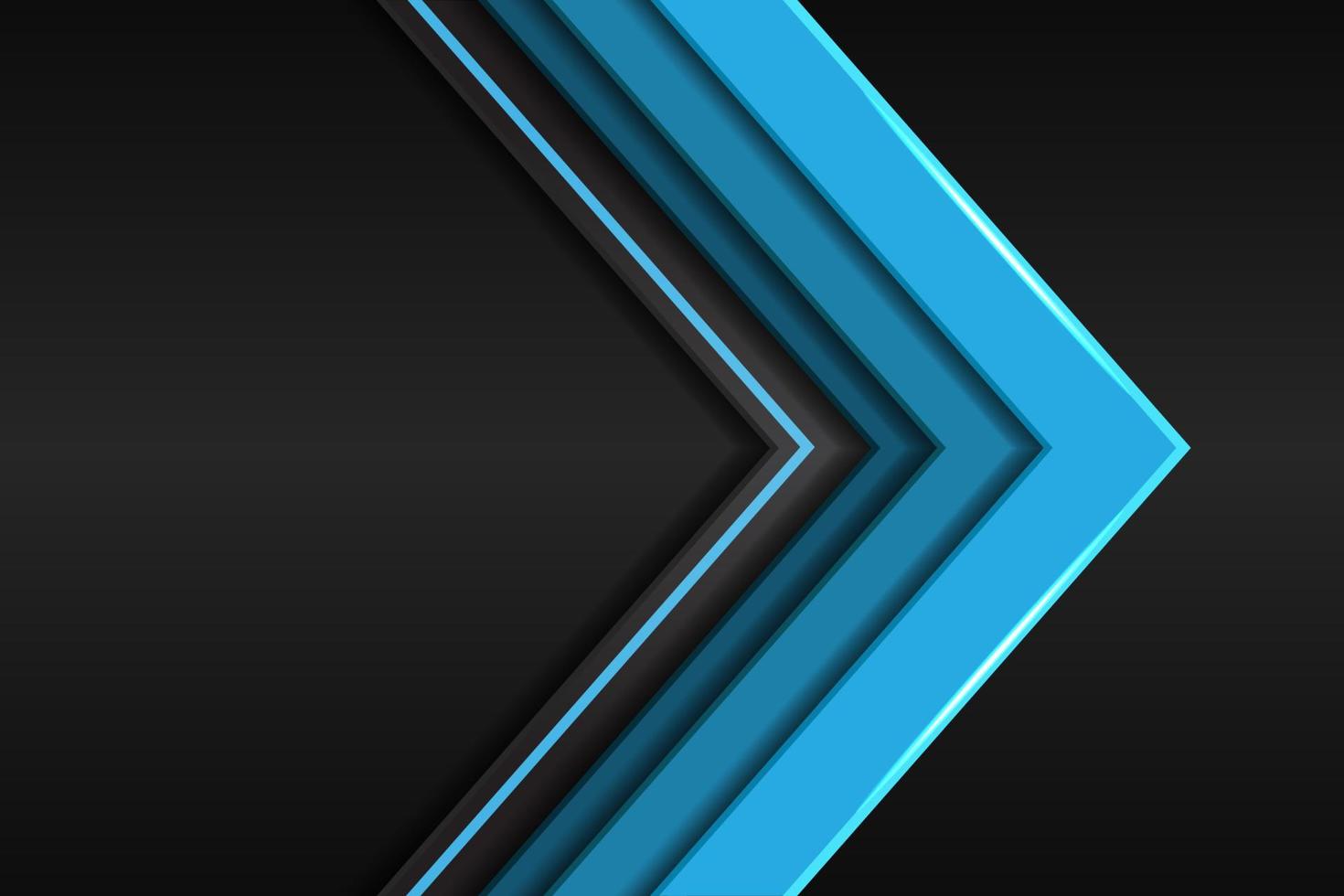 abstract blue arrow metallic direction on dark gray background vector