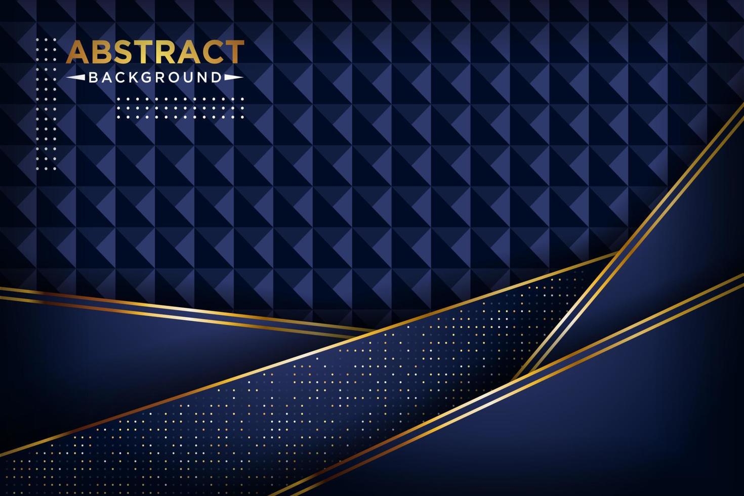 luxurious 3d dark navy blue overlap background with golden lines golden glitters dots. elegant modern background. eps 10 vector