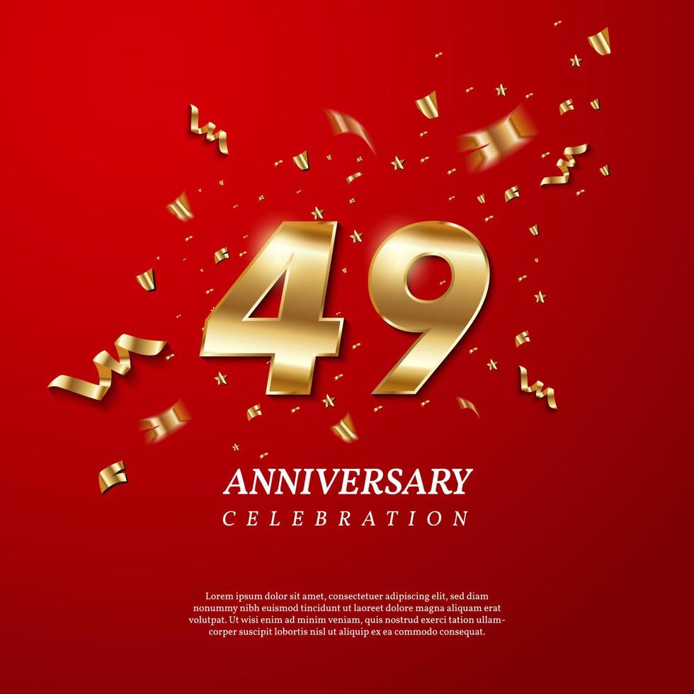 49th Anniversary celebration. Golden number 49 vector