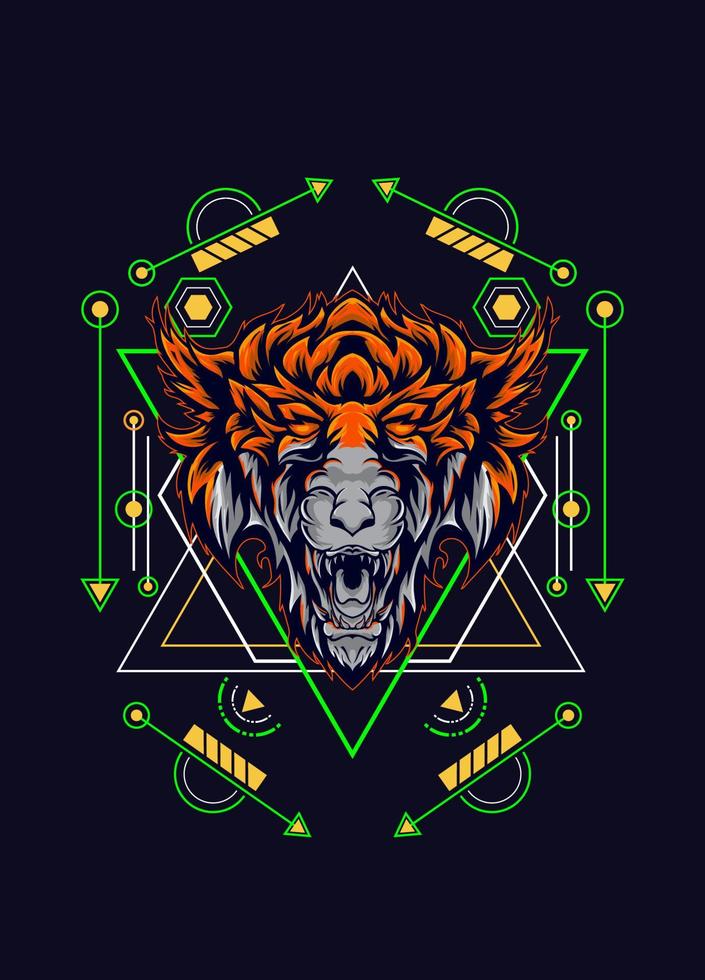 dark wolf head with sacred geometry. eps10 vector