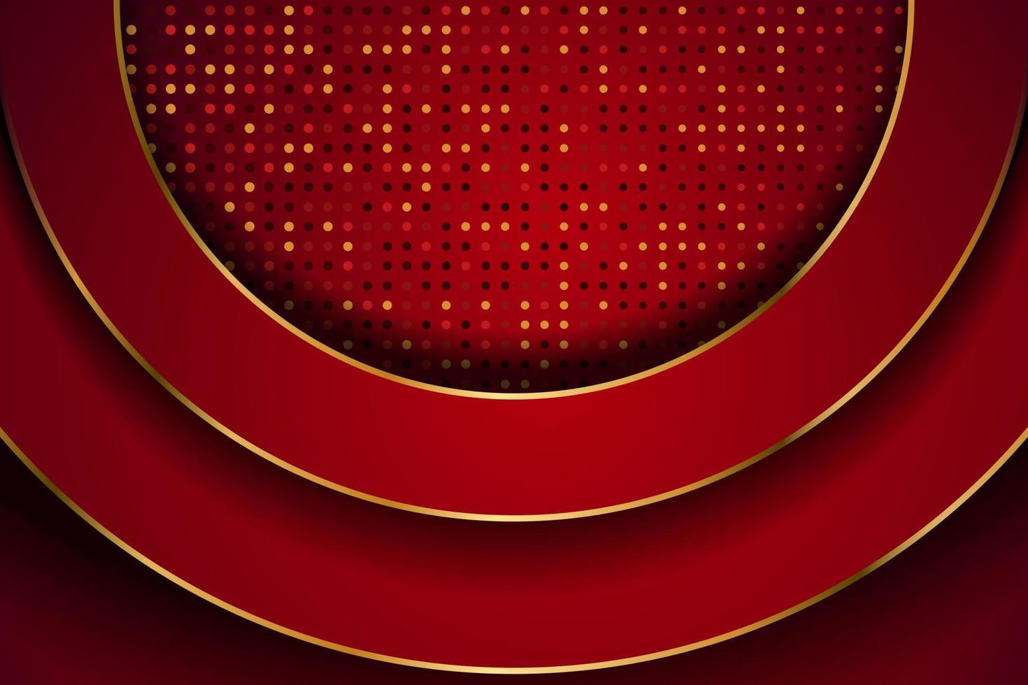 Abstract red circle overlap with glitters dots and golden line combination design modern luxury futuristic technology background vector illustration.