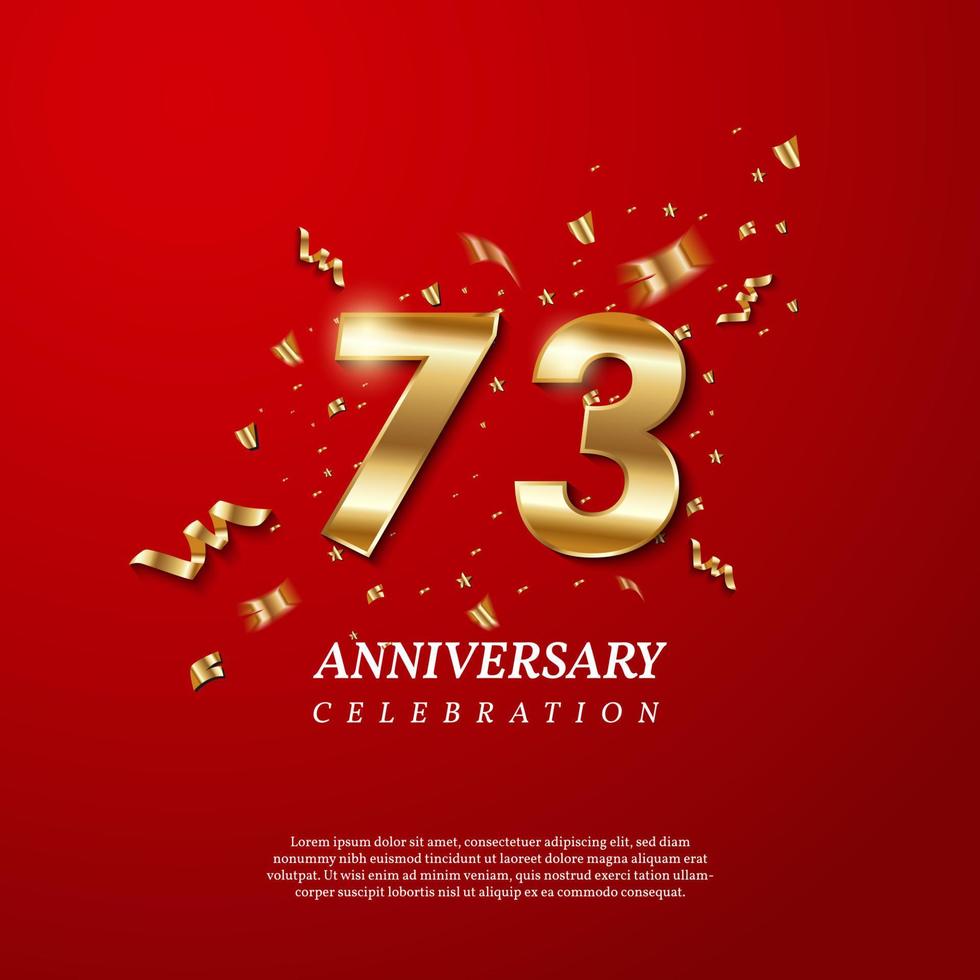 73th Anniversary celebration. Golden number 73 vector