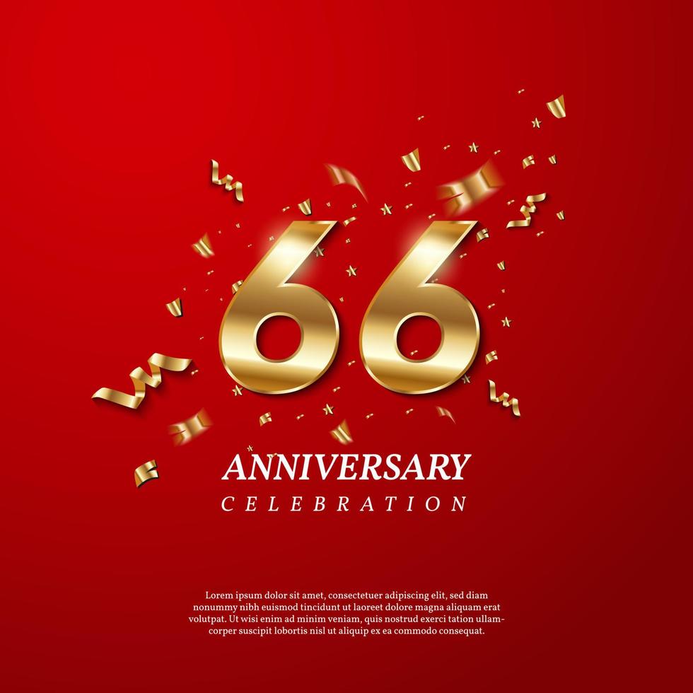66th Anniversary celebration. Golden number 66 vector