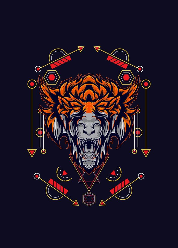 dark wolf head with sacred geometry. eps10 vector