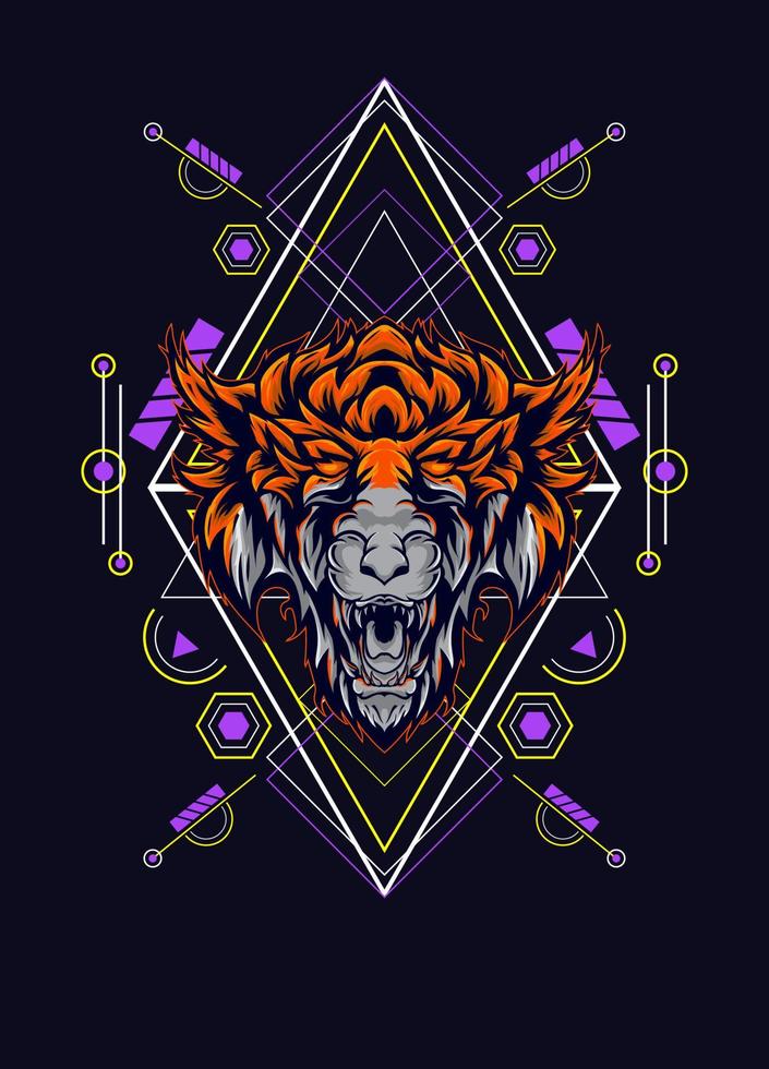 dark wolf head with sacred geometry. eps10 vector