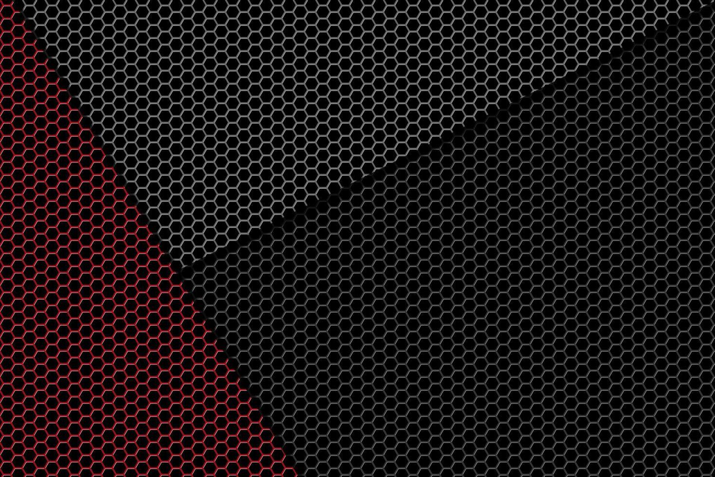 Abstract red grey black hexagon mesh metallic background vector