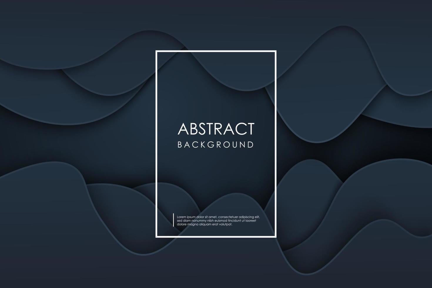 Black paper cut background. Abstract realistic paper cut decoration textured with wavy layers. 3d topography relief. Carving art. Vector illustration. Cover layout template. Material design concept