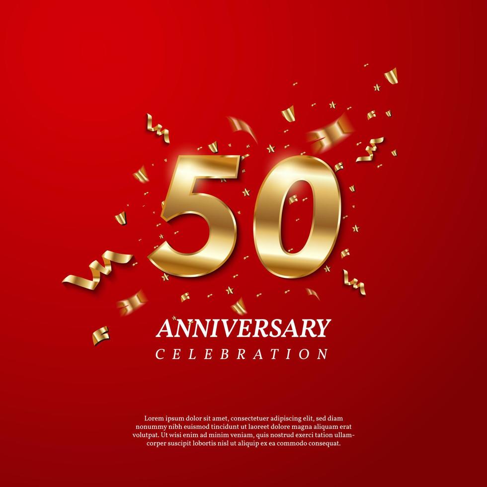 50th Anniversary celebration. Golden number 50 vector