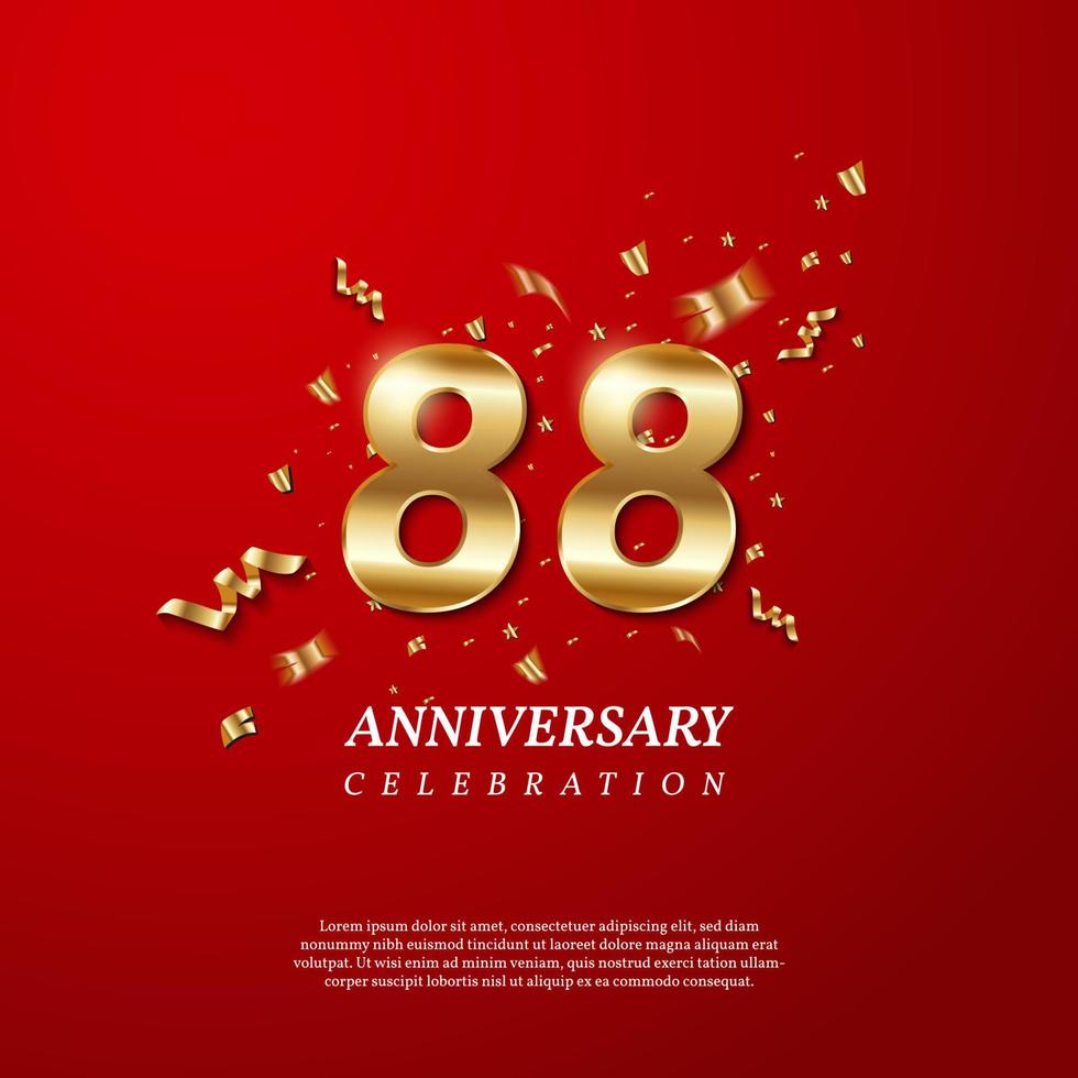 88th Anniversary celebration. Golden number 88 vector