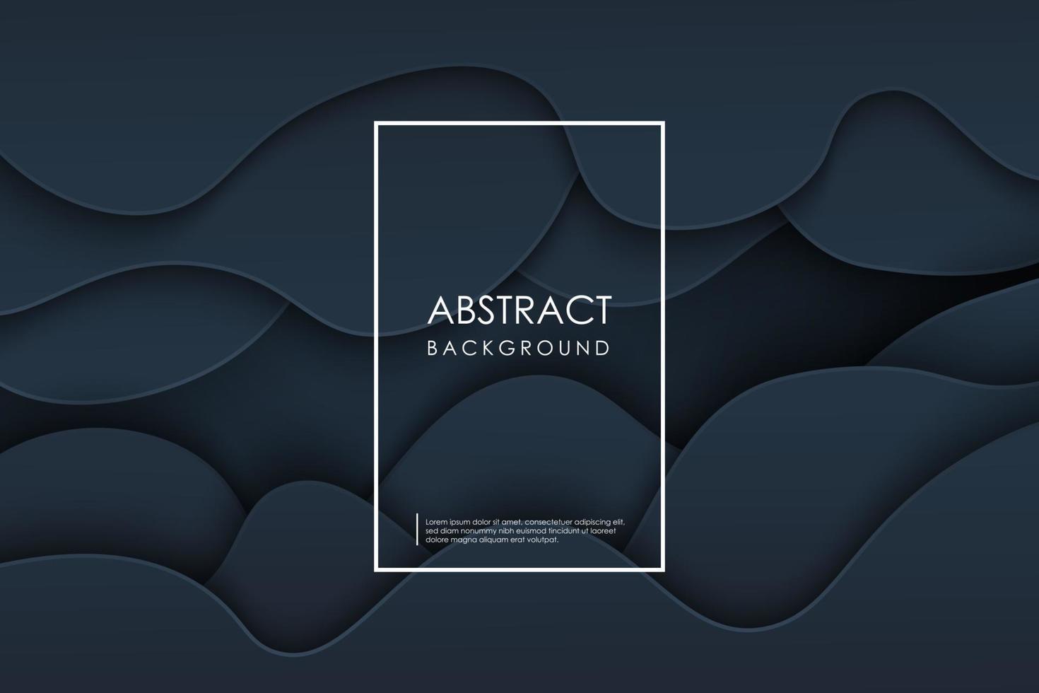 Black paper cut background. Abstract realistic paper cut decoration textured with wavy layers. 3d topography relief. Carving art. Vector illustration. Cover layout template. Material design concept